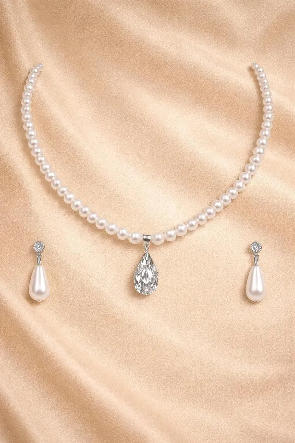 Crystal_Pearl_Alloy_Green_Teardrop_Pendant_Pearl_Necklace_Set_For_Women