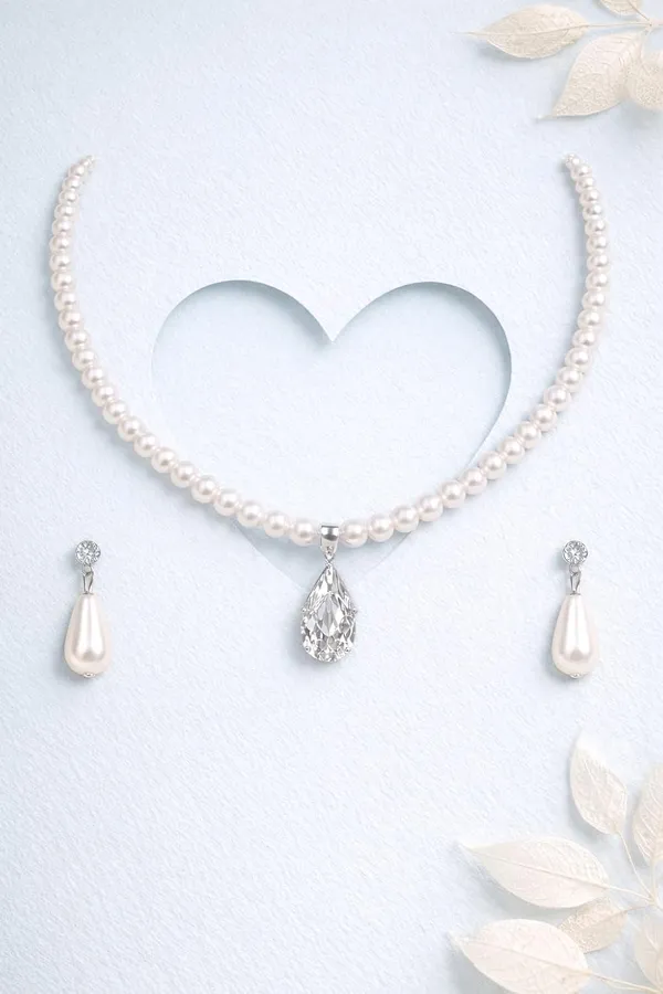 Crystal_Pearl_Alloy_Green_Teardrop_Pendant_Pearl_Necklace_Set_For_Women