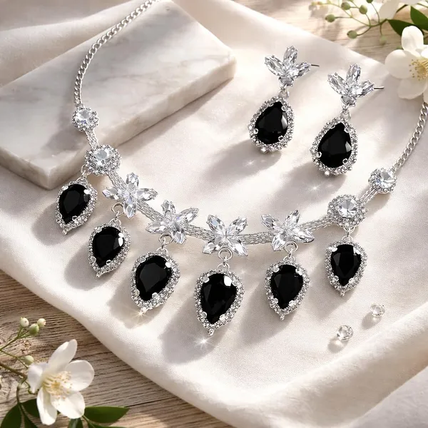 Black_Alloy_Crystal_Teardrop_Statement_Necklace_Set_For_Women