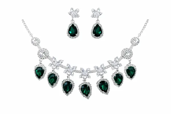 Green_Alloy_Crystal_Teardrop_Statement_Necklace_Set_For_Women
