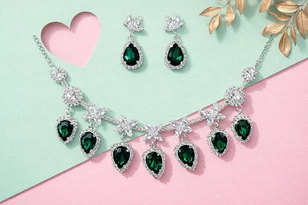 Green_Alloy_Crystal_Teardrop_Statement_Necklace_Set_For_Women