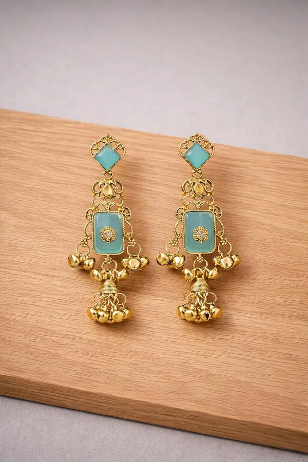 Mint_Green_Stone_Kashmiri_Gold_Tone_Ghungroo_Dangler_Earrings_For_Women