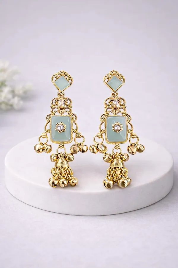 Mint_Green_Stone_Kashmiri_Gold_Tone_Ghungroo_Dangler_Earrings_For_Women