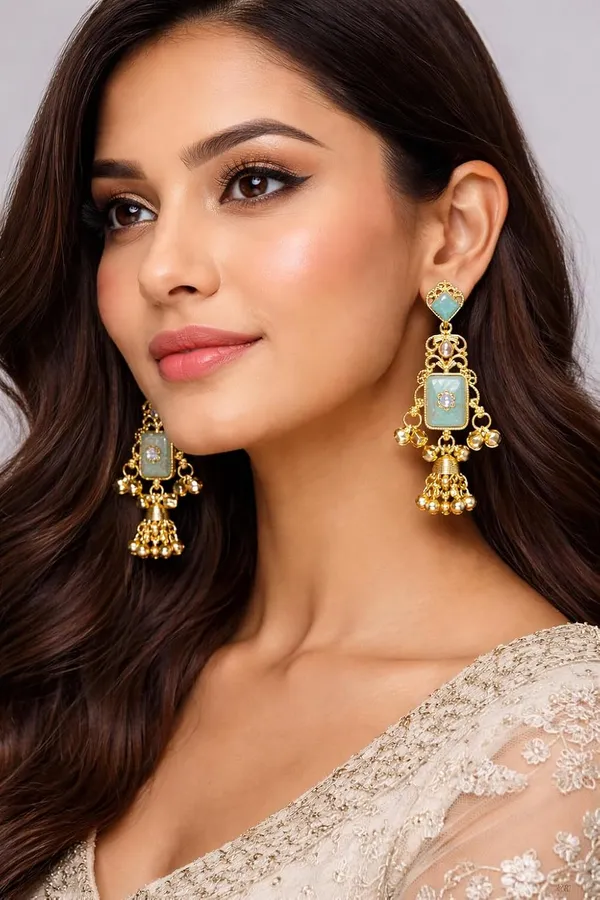 Mint_Green_Stone_Kashmiri_Gold_Tone_Ghungroo_Dangler_Earrings_For_Women
