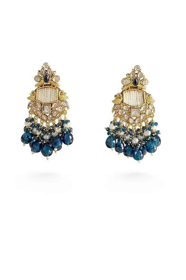 Gold_And_Blue_Alloy_Kundan_Chandelier_Pearl_Crystal_Drop_Earrings_For_Women