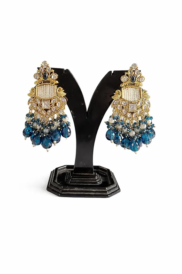 Gold_And_Blue_Alloy_Kundan_Chandelier_Pearl_Crystal_Drop_Earrings_For_Women