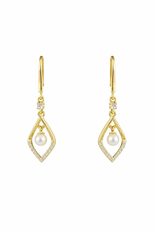 Gold_And_Pearl_White_Alloy_Crystal_Pearl_Drop_Earrings_For_Women