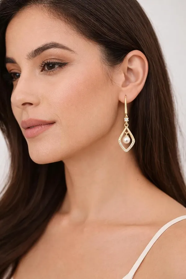 Gold_And_Pearl_White_Alloy_Crystal_Pearl_Drop_Earrings_For_Women