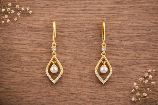 Gold_And_Pearl_White_Alloy_Crystal_Pearl_Drop_Earrings_For_Women