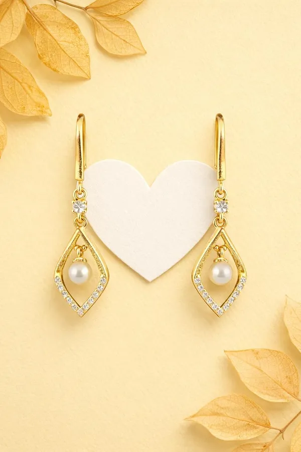 Gold_And_Pearl_White_Alloy_Crystal_Pearl_Drop_Earrings_For_Women