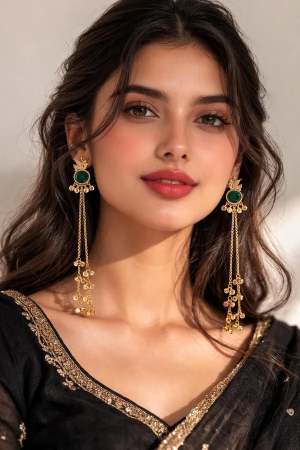 Green_Alloy_Kashmiri_Long_Chain_Ghungroo_Tassel_Dangler_Earrings_For_Women