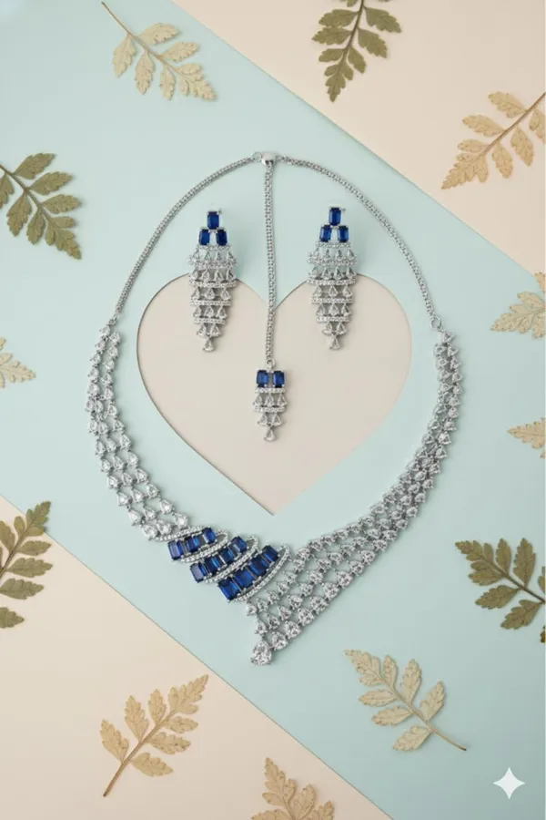 Royal_Blue_And_Silver_Alloy_Crystal_Layered_Bridal_Necklace_Set_With_Maang_Tikka_For_Women