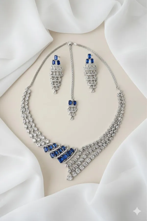 Royal_Blue_And_Silver_Alloy_Crystal_Layered_Bridal_Necklace_Set_With_Maang_Tikka_For_Women