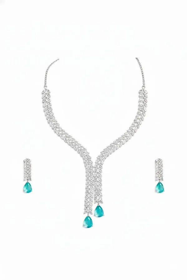 White_And_Blue_Crystal_Y_Shape_Necklace_Set_For_Women