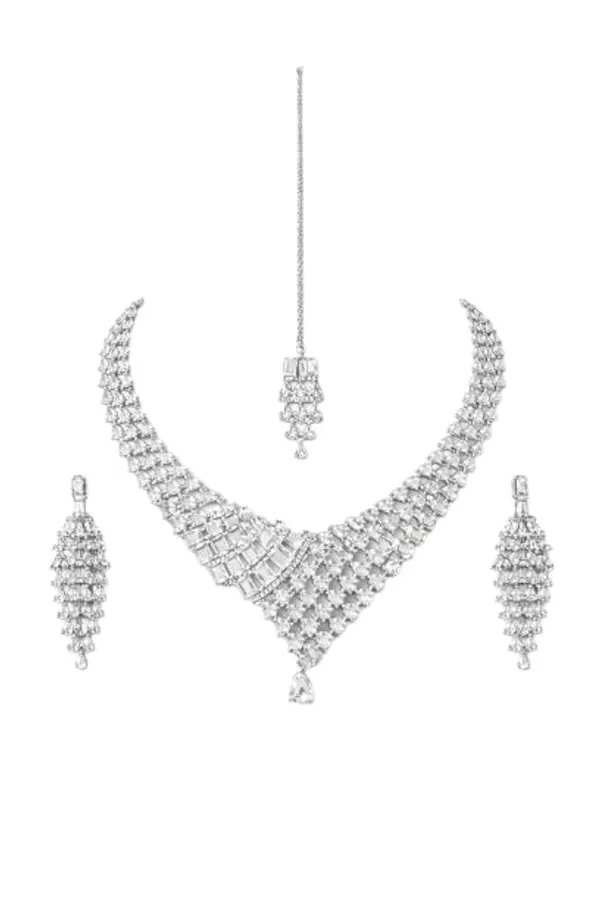 White_Crystal_Layered_Bridal_Necklace_Set_With_Maang_Tikka_For_Women