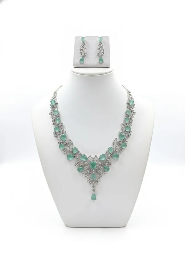 Sea_Green_Rhodium_Alloy_American_Diamond_Ad_Necklace_Set_For_Women