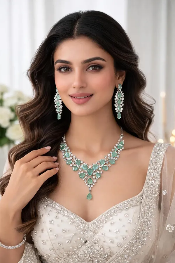 Sea_Green_Rhodium_Alloy_American_Diamond_Ad_Necklace_Set_For_Women