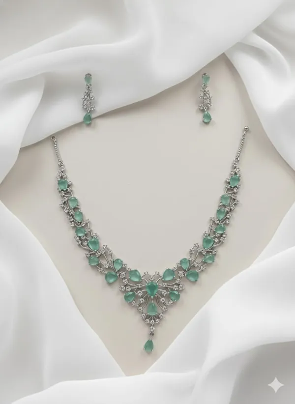 Sea_Green_Rhodium_Alloy_American_Diamond_Ad_Necklace_Set_For_Women