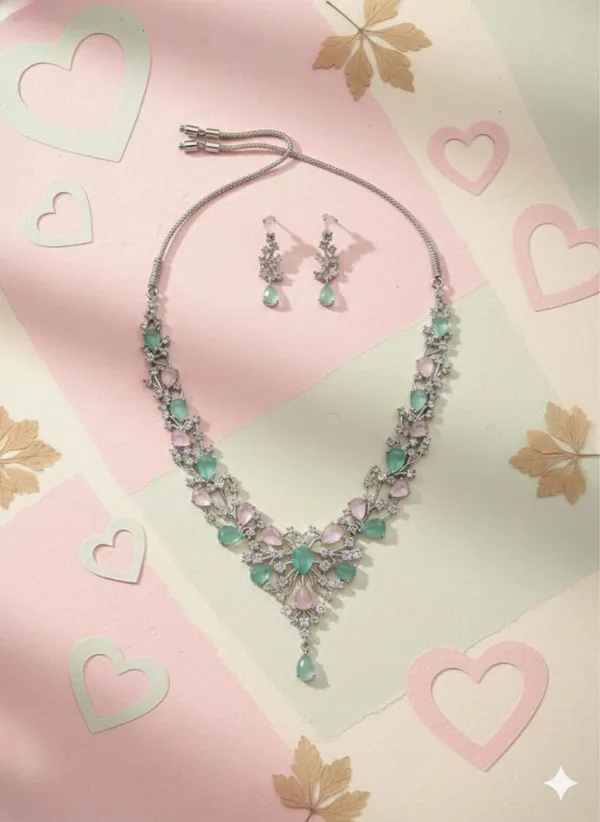 Blue_And_Pink_Rhodium_Alloy_American_Diamond_Ad_Bridal_Necklace_Set_For_Women