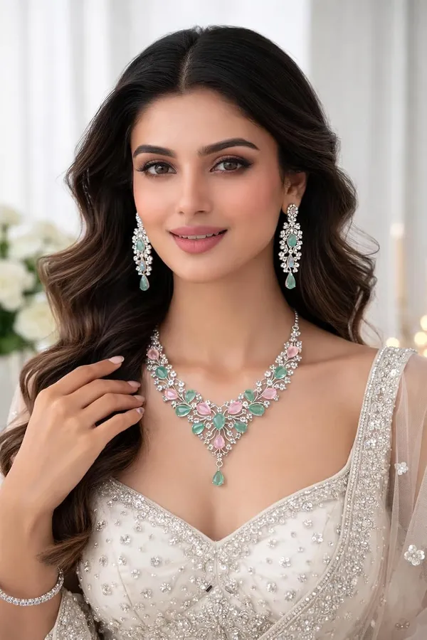 Blue_And_Pink_Rhodium_Alloy_American_Diamond_Ad_Bridal_Necklace_Set_For_Women