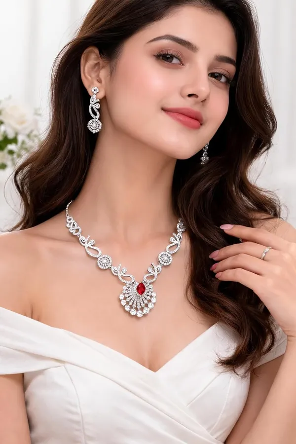 White_And_Ruby_Red_Crystal_Statement_Necklace_Set_For_Women