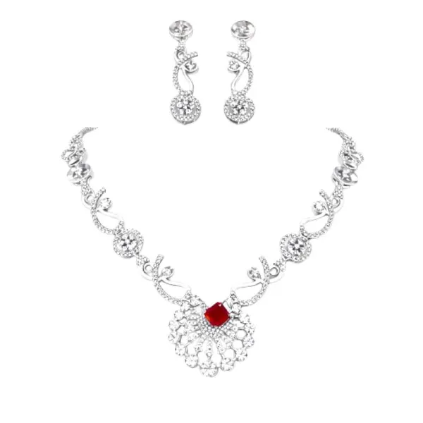 White_And_Ruby_Red_Crystal_Statement_Necklace_Set_For_Women