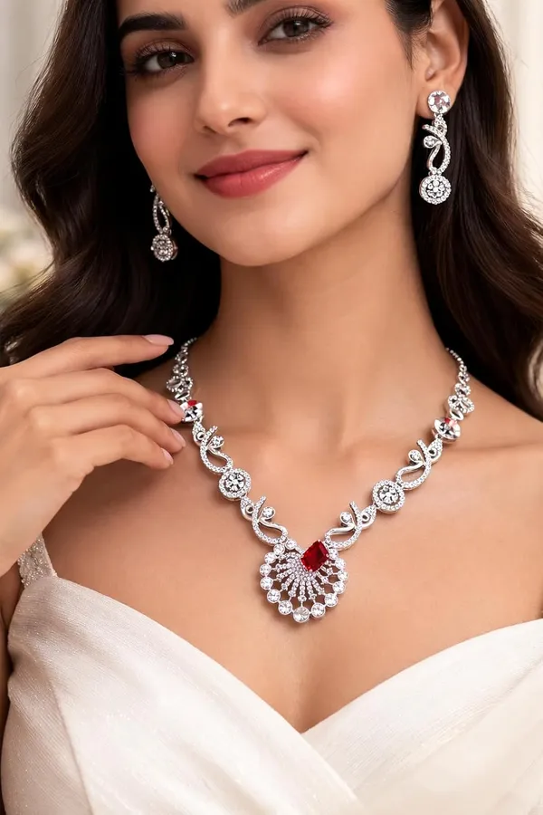 White_And_Ruby_Red_Crystal_Statement_Necklace_Set_For_Women