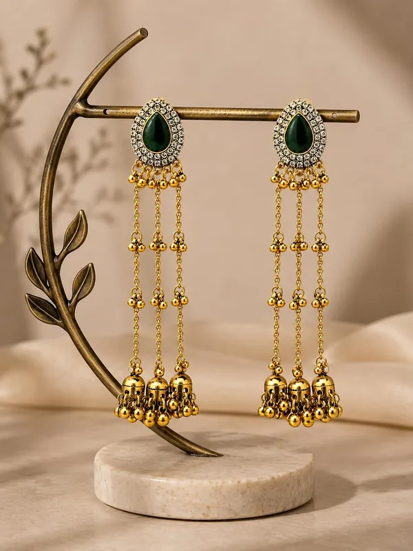 Bottle_Green_Alloy_Gold_Plated_Kashmiri_Jhumki_Dangler_Earrings_For_Women