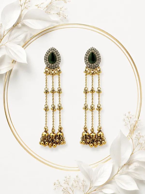 Bottle_Green_Alloy_Gold_Plated_Kashmiri_Jhumki_Dangler_Earrings_For_Women