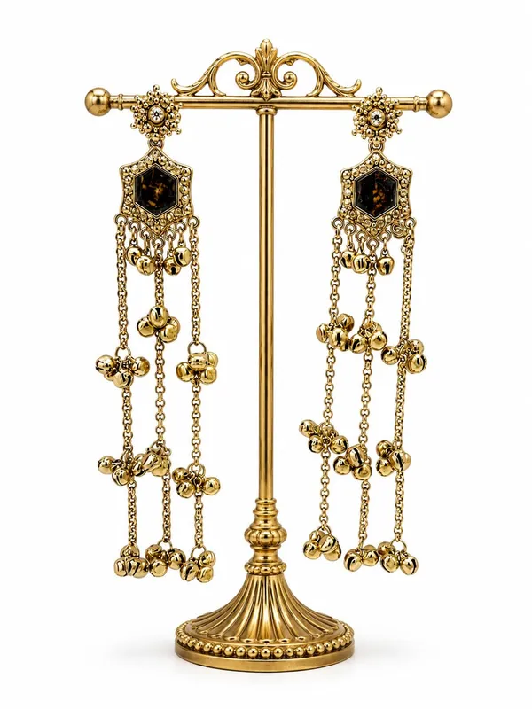 Black_And_Gold_Amber_Alloy_Kashmiri_Ghungroo_Long_Dangler_Earrings_For_Women