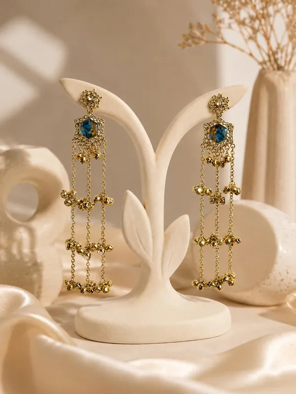 Gold_And_Ocean_Blue_Alloy_Kashmiri_Ghungroo_Long_Dangler_Earrings_For_Women