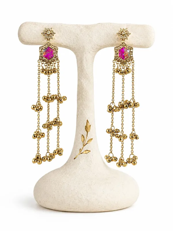Fuchsia_Pink_Alloy_Kashmiri_Ghungroo_Long_Dangler_Earrings_For_Women