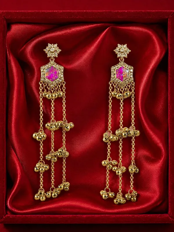 Fuchsia_Pink_Alloy_Kashmiri_Ghungroo_Long_Dangler_Earrings_For_Women