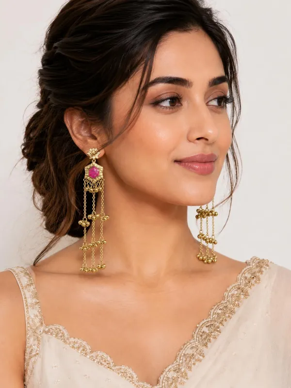 Fuchsia_Pink_Alloy_Kashmiri_Ghungroo_Long_Dangler_Earrings_For_Women