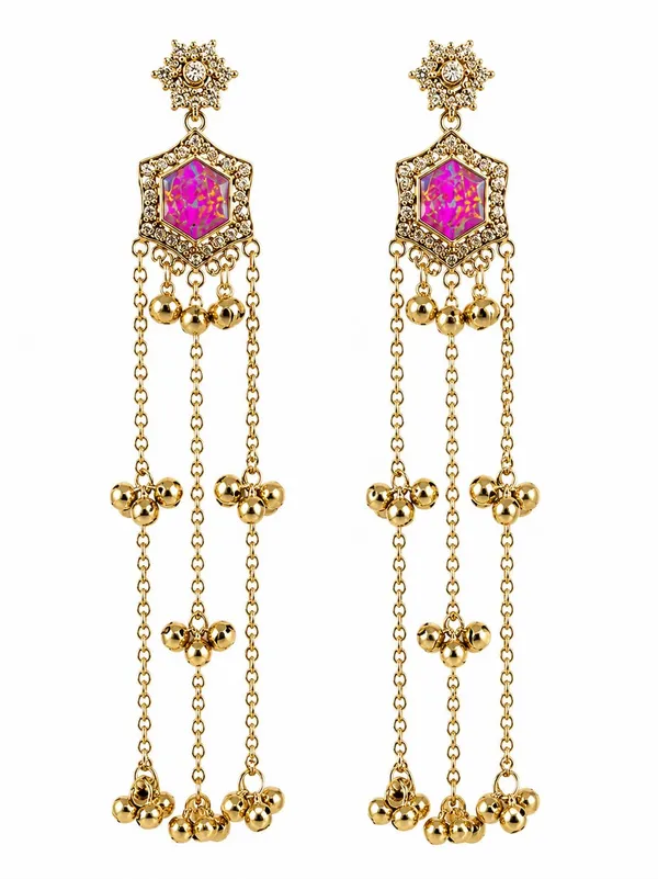 Fuchsia_Pink_Alloy_Kashmiri_Ghungroo_Long_Dangler_Earrings_For_Women
