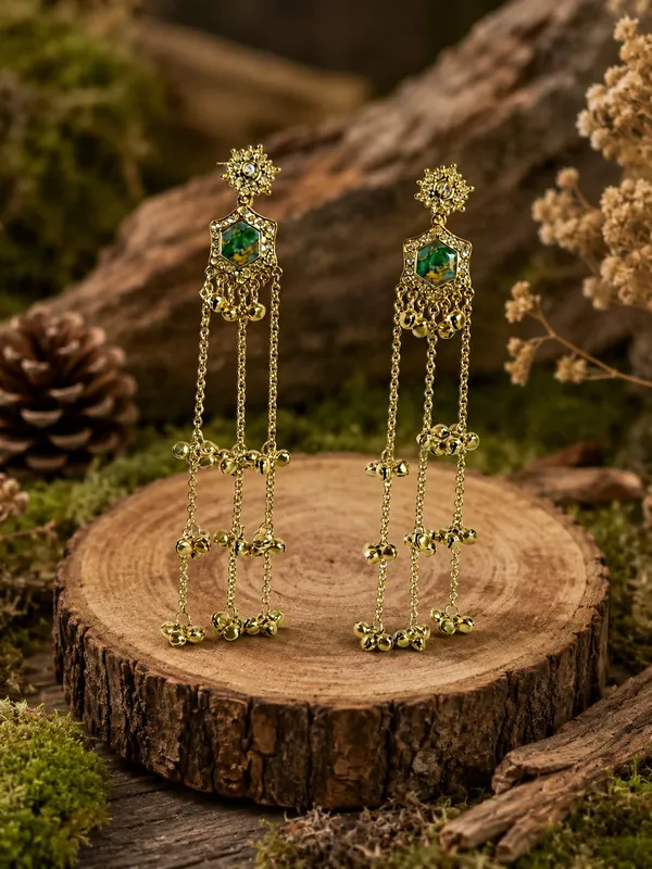 Teal_Green_Alloy_Gold_Plated_Kashmiri_Ghungroo_Long_Dangler_Earrings_For_Women