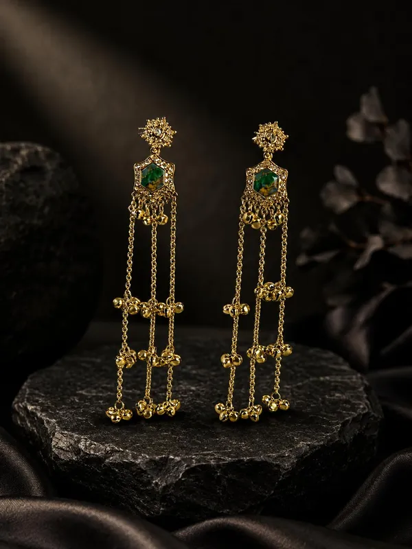 Teal_Green_Alloy_Gold_Plated_Kashmiri_Ghungroo_Long_Dangler_Earrings_For_Women