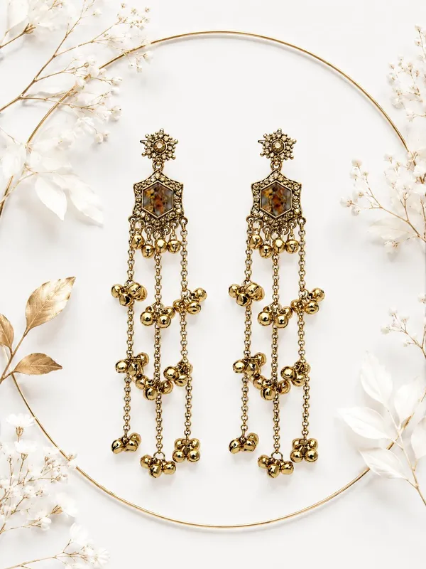 Amber_Brown_Alloy_Gold_Plated_Kashmiri_Ghungroo_Long_Dangler_Earrings_For_Women