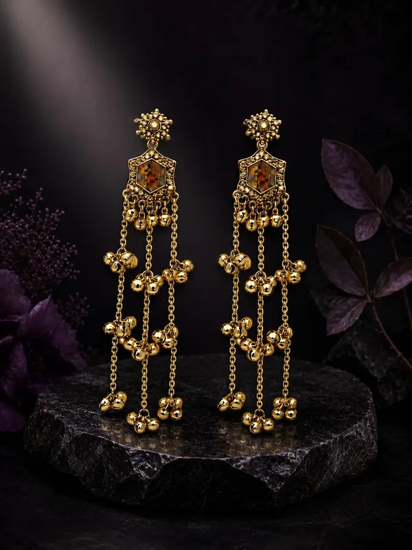 Amber_Brown_Alloy_Gold_Plated_Kashmiri_Ghungroo_Long_Dangler_Earrings_For_Women