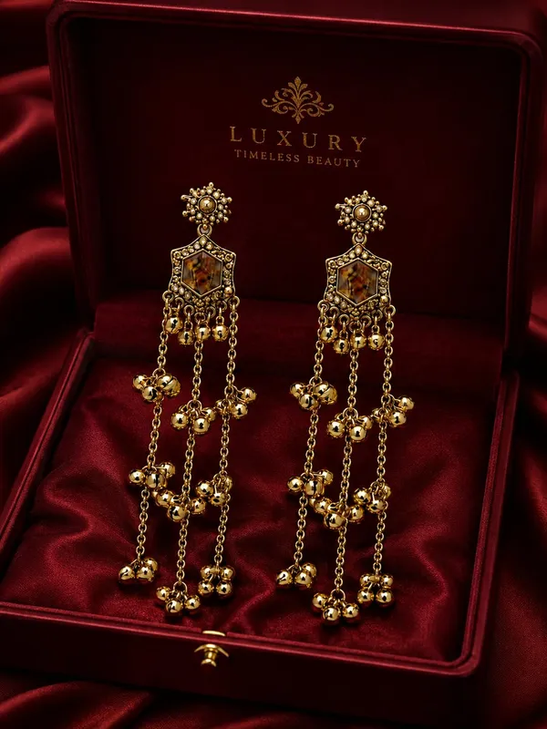 Amber_Brown_Alloy_Gold_Plated_Kashmiri_Ghungroo_Long_Dangler_Earrings_For_Women