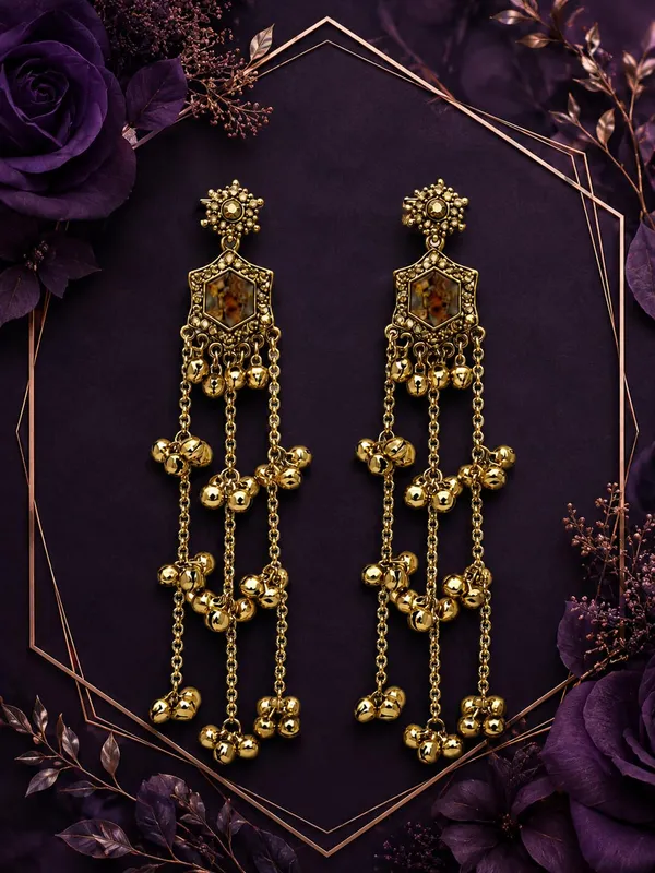 Amber_Brown_Alloy_Gold_Plated_Kashmiri_Ghungroo_Long_Dangler_Earrings_For_Women