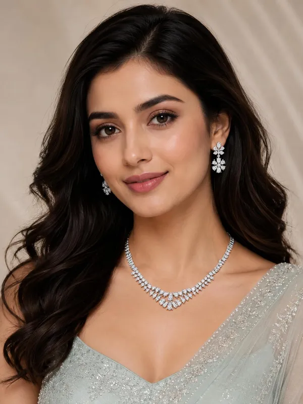 Crystal_White_Silver_Cz_Stone_Floral_Bridal_Necklace_Set_For_Women