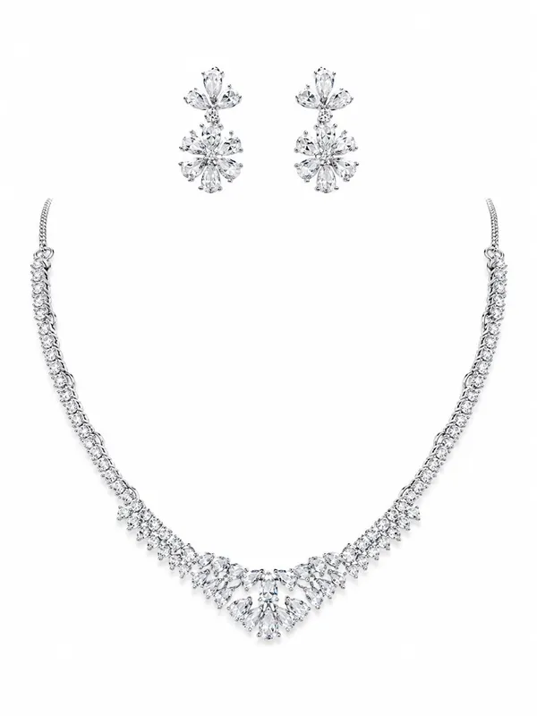 Crystal_White_Silver_Cz_Stone_Floral_Bridal_Necklace_Set_For_Women