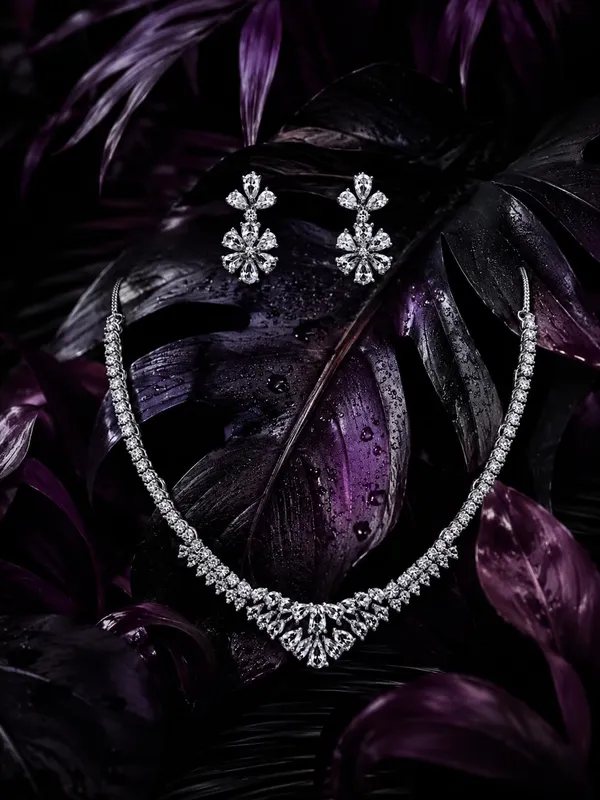 Crystal_White_Silver_Cz_Stone_Floral_Bridal_Necklace_Set_For_Women