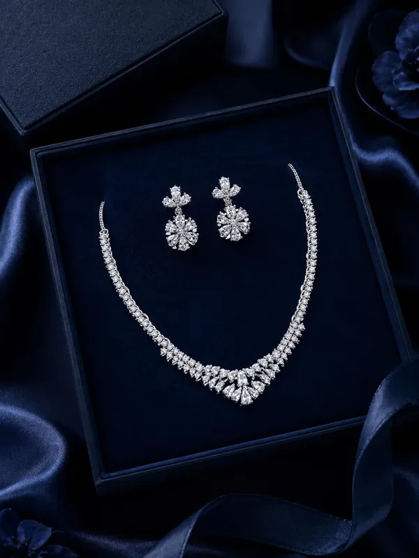 Crystal_White_Silver_Cz_Stone_Floral_Bridal_Necklace_Set_For_Women