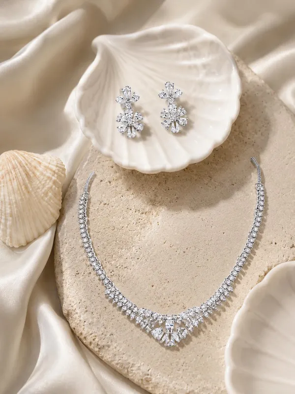 Crystal_White_Silver_Cz_Stone_Floral_Bridal_Necklace_Set_For_Women