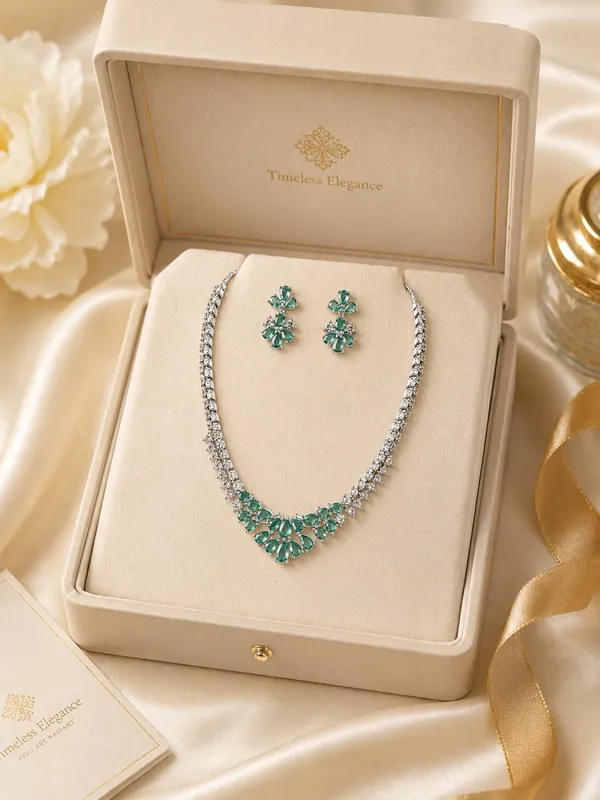 Mint_Green_Silver_Cz_Stone_Floral_Bridal_Necklace_Set_For_Women
