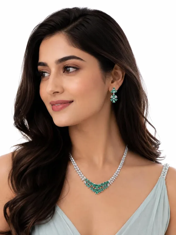 Mint_Green_Silver_Cz_Stone_Floral_Bridal_Necklace_Set_For_Women