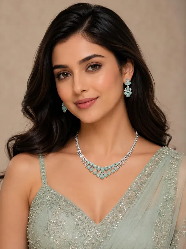 Mint_Green_Silver_Cz_Stone_Floral_Bridal_Necklace_Set_For_Women