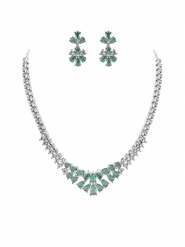 Mint_Green_Silver_Cz_Stone_Floral_Bridal_Necklace_Set_For_Women